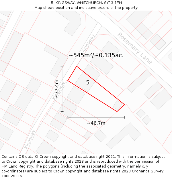 5, KINGSWAY, WHITCHURCH, SY13 1EH: Plot and title map