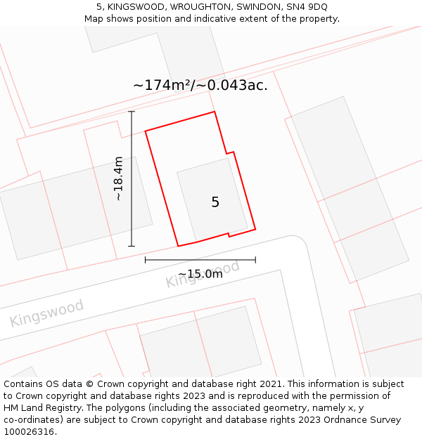 5, KINGSWOOD, WROUGHTON, SWINDON, SN4 9DQ: Plot and title map