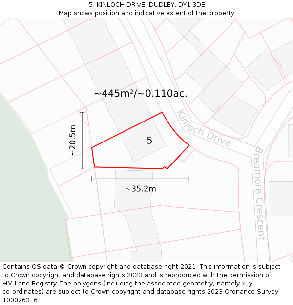 5, KINLOCH DRIVE, DUDLEY, DY1 3DB: Plot and title map