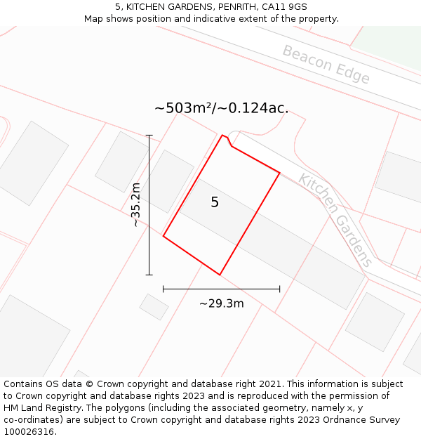 5, KITCHEN GARDENS, PENRITH, CA11 9GS: Plot and title map