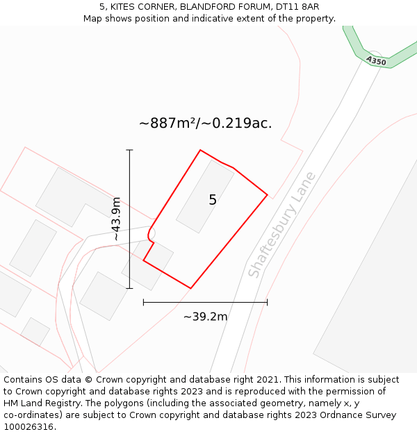 5, KITES CORNER, BLANDFORD FORUM, DT11 8AR: Plot and title map
