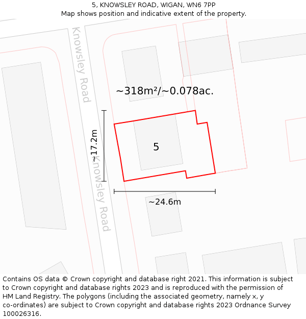 5, KNOWSLEY ROAD, WIGAN, WN6 7PP: Plot and title map