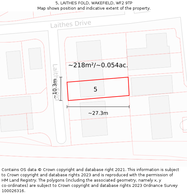 5, LAITHES FOLD, WAKEFIELD, WF2 9TP: Plot and title map