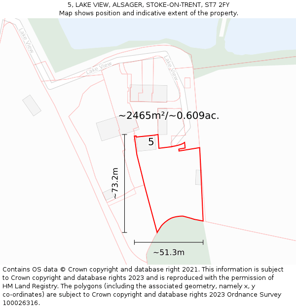 5, LAKE VIEW, ALSAGER, STOKE-ON-TRENT, ST7 2FY: Plot and title map