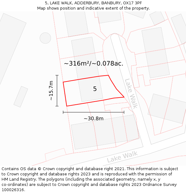 5, LAKE WALK, ADDERBURY, BANBURY, OX17 3PF: Plot and title map