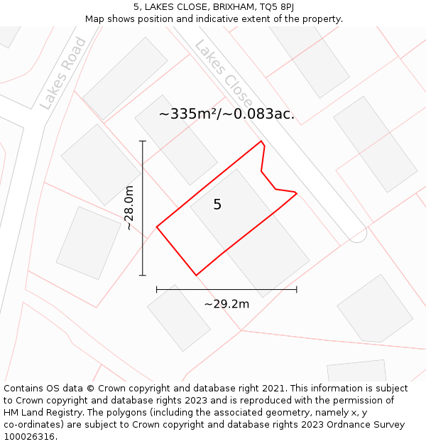 5, LAKES CLOSE, BRIXHAM, TQ5 8PJ: Plot and title map