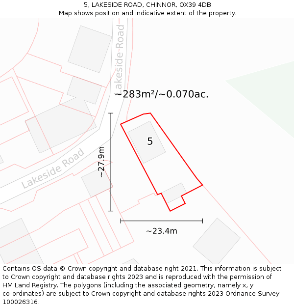 5, LAKESIDE ROAD, CHINNOR, OX39 4DB: Plot and title map