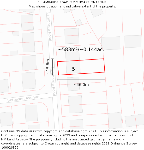 5, LAMBARDE ROAD, SEVENOAKS, TN13 3HR: Plot and title map