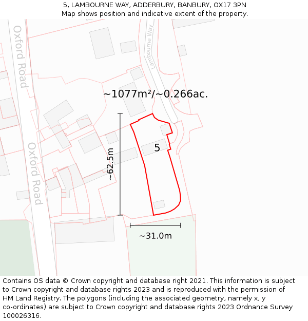 5, LAMBOURNE WAY, ADDERBURY, BANBURY, OX17 3PN: Plot and title map