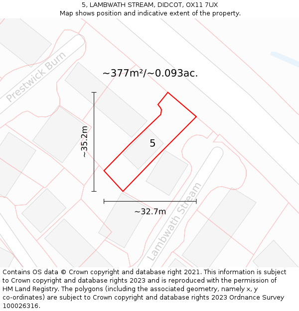 5, LAMBWATH STREAM, DIDCOT, OX11 7UX: Plot and title map