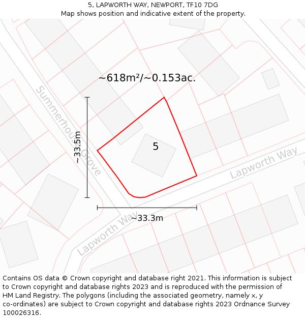 5, LAPWORTH WAY, NEWPORT, TF10 7DG: Plot and title map