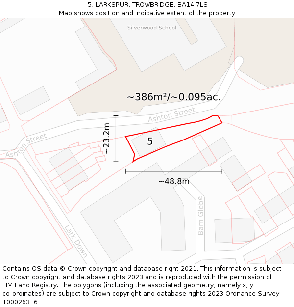 5, LARKSPUR, TROWBRIDGE, BA14 7LS: Plot and title map