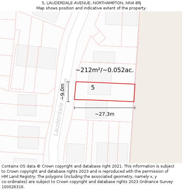 5, LAUDERDALE AVENUE, NORTHAMPTON, NN4 8RJ: Plot and title map