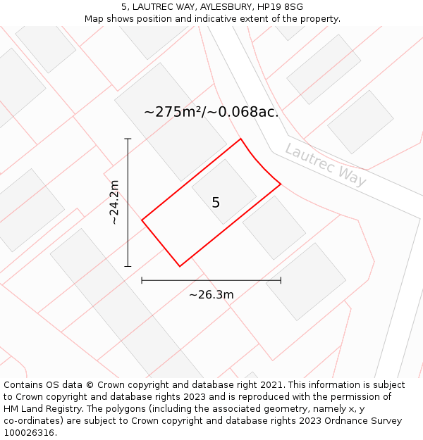 5, LAUTREC WAY, AYLESBURY, HP19 8SG: Plot and title map
