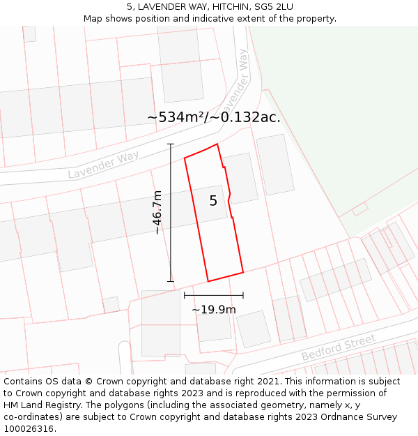 5, LAVENDER WAY, HITCHIN, SG5 2LU: Plot and title map