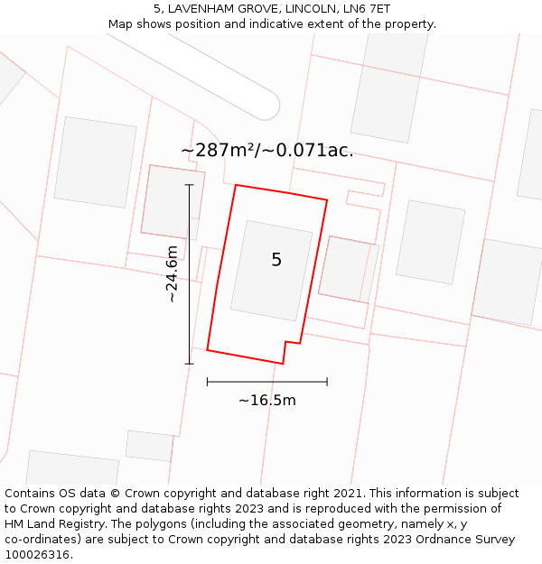 5, LAVENHAM GROVE, LINCOLN, LN6 7ET: Plot and title map