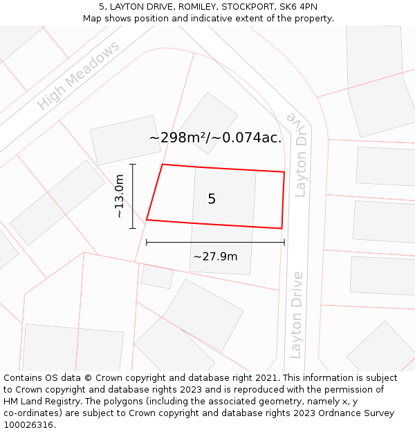 5, LAYTON DRIVE, ROMILEY, STOCKPORT, SK6 4PN: Plot and title map