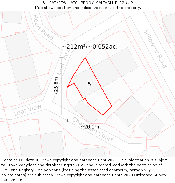 5, LEAT VIEW, LATCHBROOK, SALTASH, PL12 4UP: Plot and title map