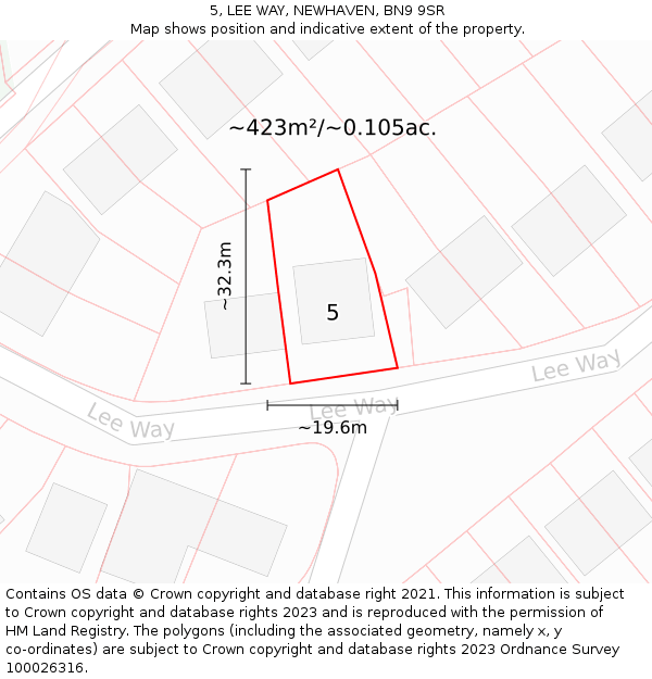 5, LEE WAY, NEWHAVEN, BN9 9SR: Plot and title map
