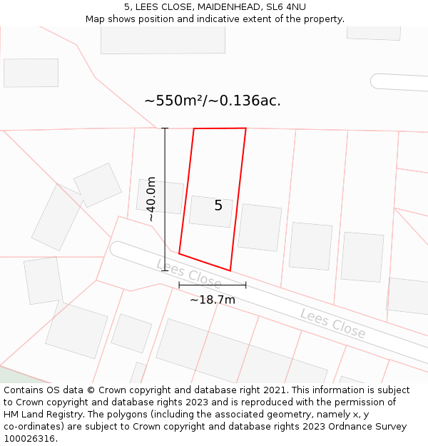 5, LEES CLOSE, MAIDENHEAD, SL6 4NU: Plot and title map