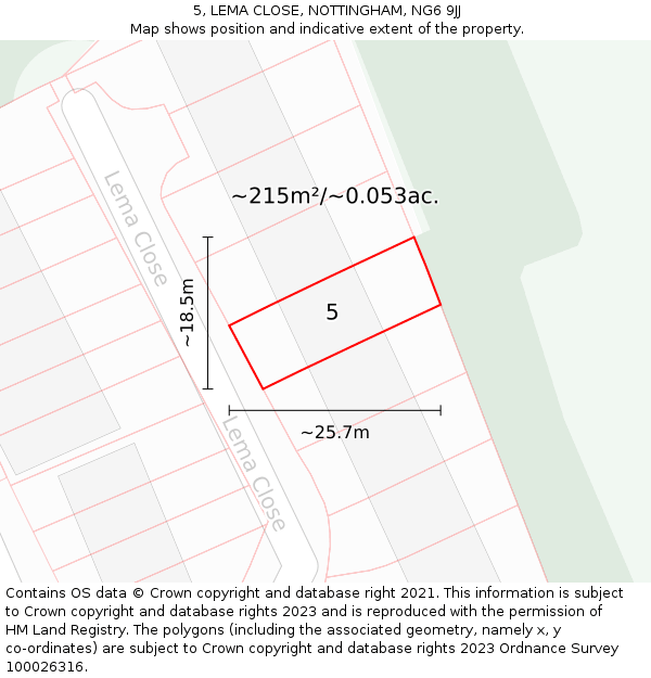 5, LEMA CLOSE, NOTTINGHAM, NG6 9JJ: Plot and title map