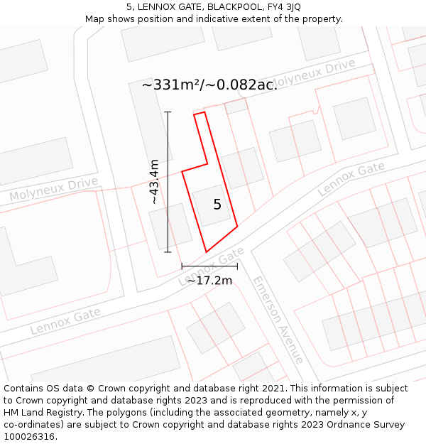 5, LENNOX GATE, BLACKPOOL, FY4 3JQ: Plot and title map