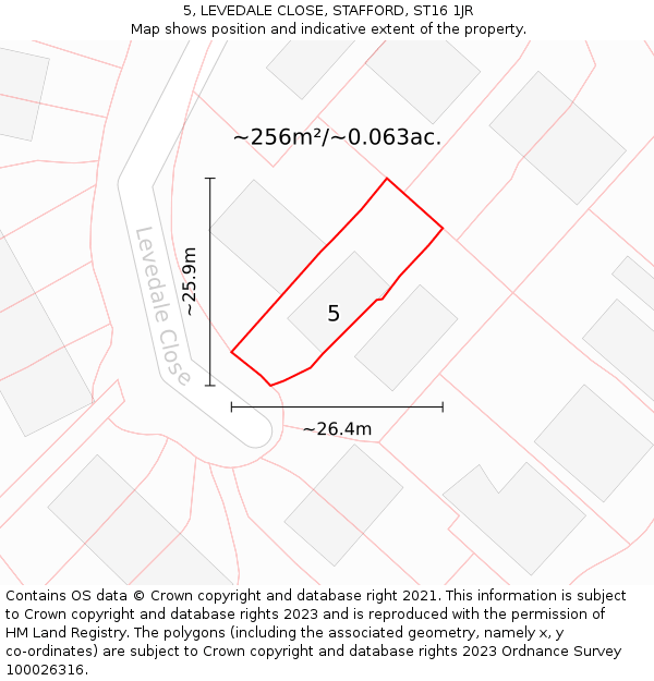 5, LEVEDALE CLOSE, STAFFORD, ST16 1JR: Plot and title map