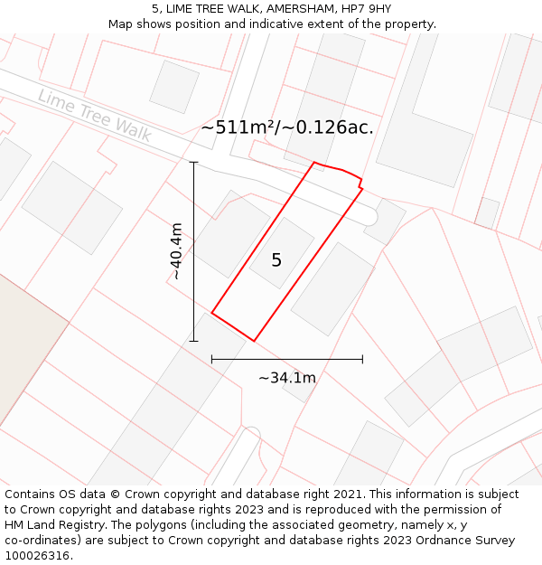 5, LIME TREE WALK, AMERSHAM, HP7 9HY: Plot and title map