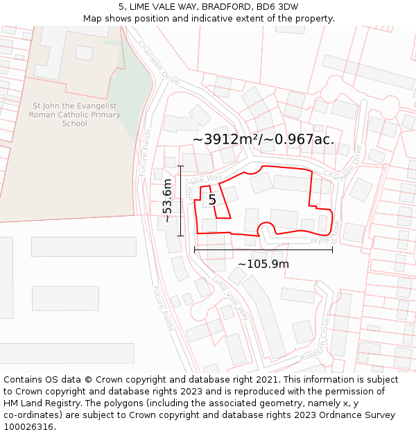 5, LIME VALE WAY, BRADFORD, BD6 3DW: Plot and title map