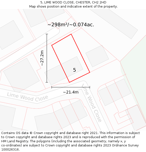5, LIME WOOD CLOSE, CHESTER, CH2 2HD: Plot and title map