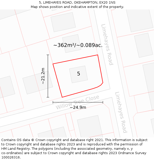 5, LIMEHAYES ROAD, OKEHAMPTON, EX20 1NS: Plot and title map