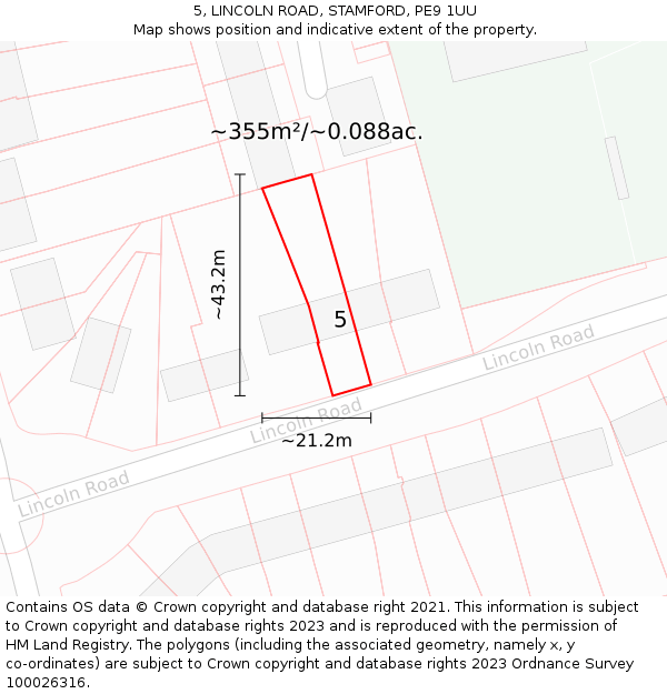 5, LINCOLN ROAD, STAMFORD, PE9 1UU: Plot and title map