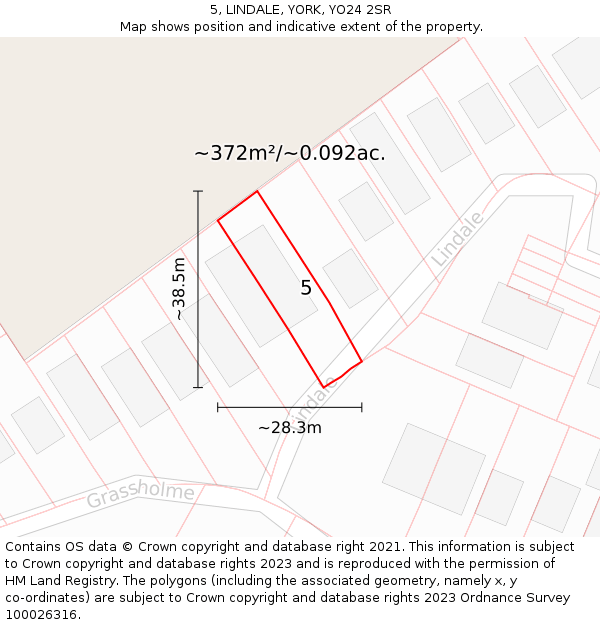 5, LINDALE, YORK, YO24 2SR: Plot and title map