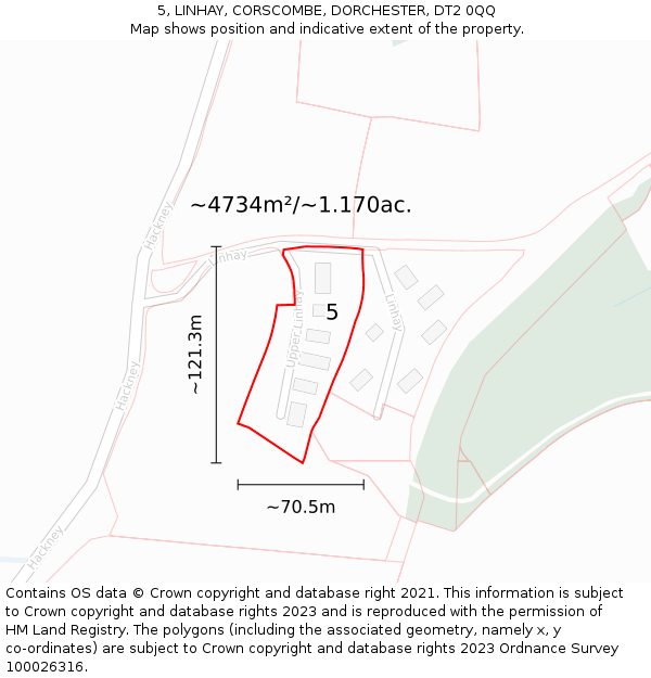 5, LINHAY, CORSCOMBE, DORCHESTER, DT2 0QQ: Plot and title map