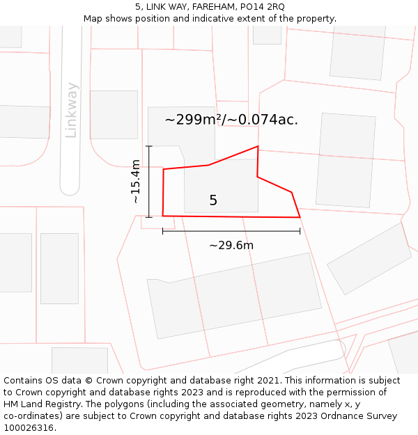 5, LINK WAY, FAREHAM, PO14 2RQ: Plot and title map