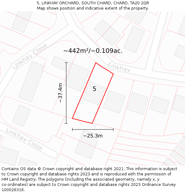 5, LINKHAY ORCHARD, SOUTH CHARD, CHARD, TA20 2QR: Plot and title map