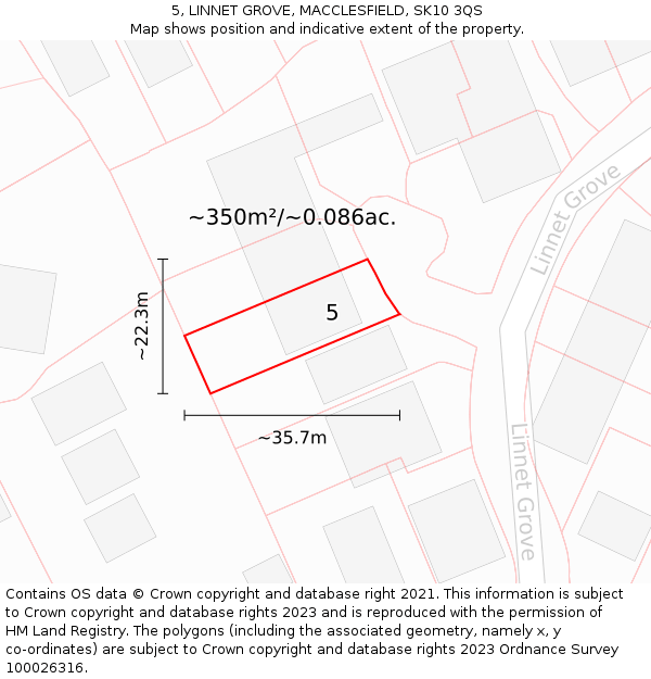 5, LINNET GROVE, MACCLESFIELD, SK10 3QS: Plot and title map