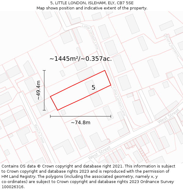 5, LITTLE LONDON, ISLEHAM, ELY, CB7 5SE: Plot and title map