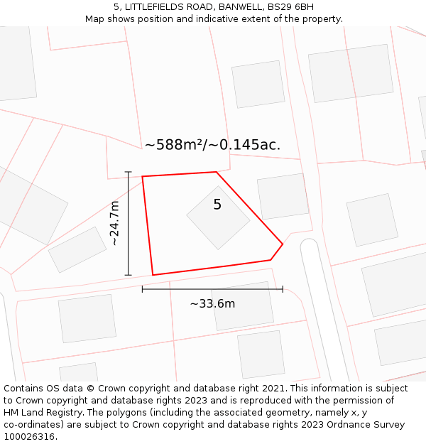 5, LITTLEFIELDS ROAD, BANWELL, BS29 6BH: Plot and title map