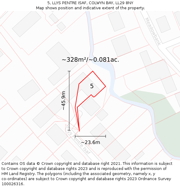 5, LLYS PENTRE ISAF, COLWYN BAY, LL29 8NY: Plot and title map