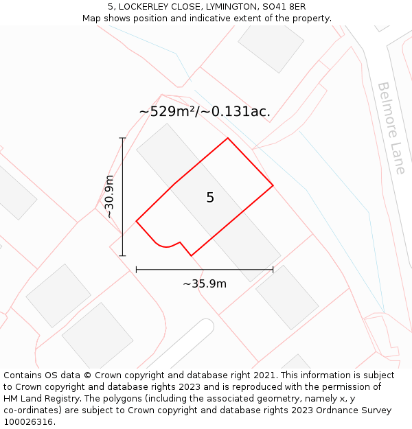 5, LOCKERLEY CLOSE, LYMINGTON, SO41 8ER: Plot and title map