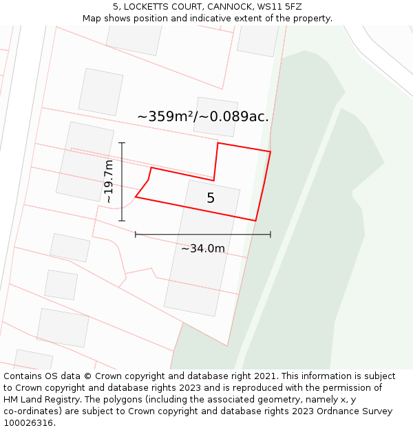 5, LOCKETTS COURT, CANNOCK, WS11 5FZ: Plot and title map