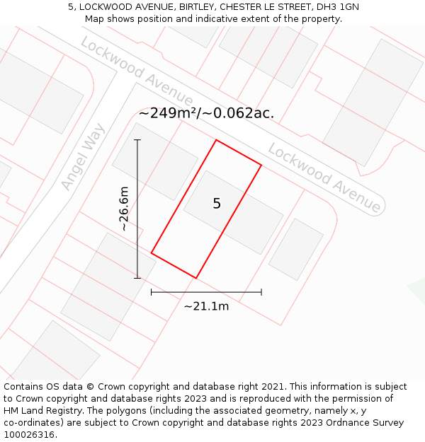 5, LOCKWOOD AVENUE, BIRTLEY, CHESTER LE STREET, DH3 1GN: Plot and title map