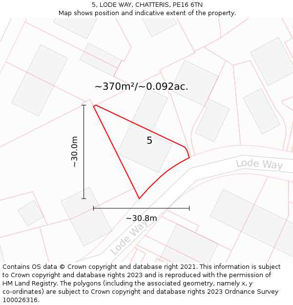 5, LODE WAY, CHATTERIS, PE16 6TN: Plot and title map