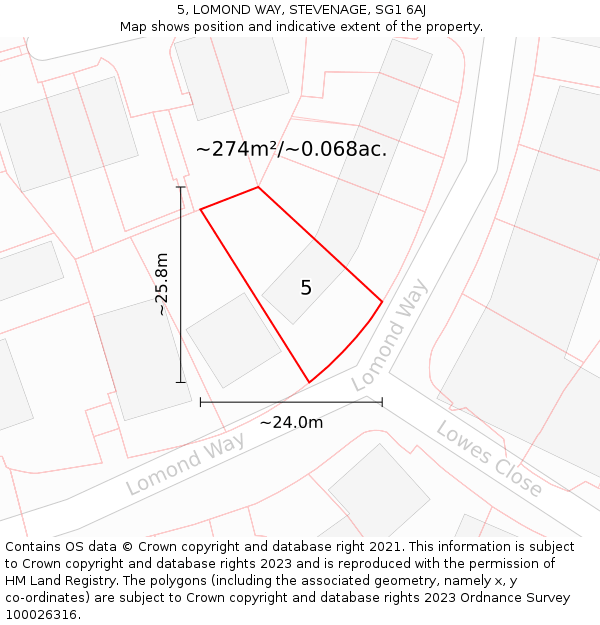 5, LOMOND WAY, STEVENAGE, SG1 6AJ: Plot and title map