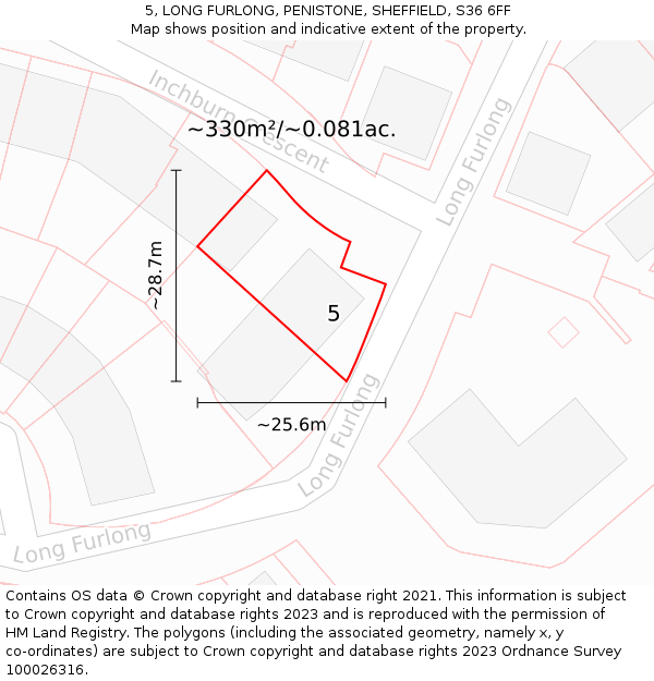 5, LONG FURLONG, PENISTONE, SHEFFIELD, S36 6FF: Plot and title map