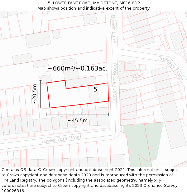 5, LOWER FANT ROAD, MAIDSTONE, ME16 8DP: Plot and title map