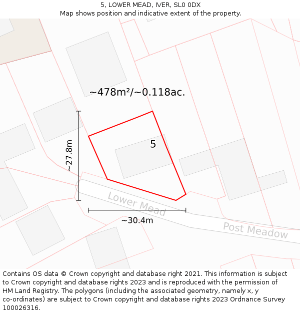 5, LOWER MEAD, IVER, SL0 0DX: Plot and title map