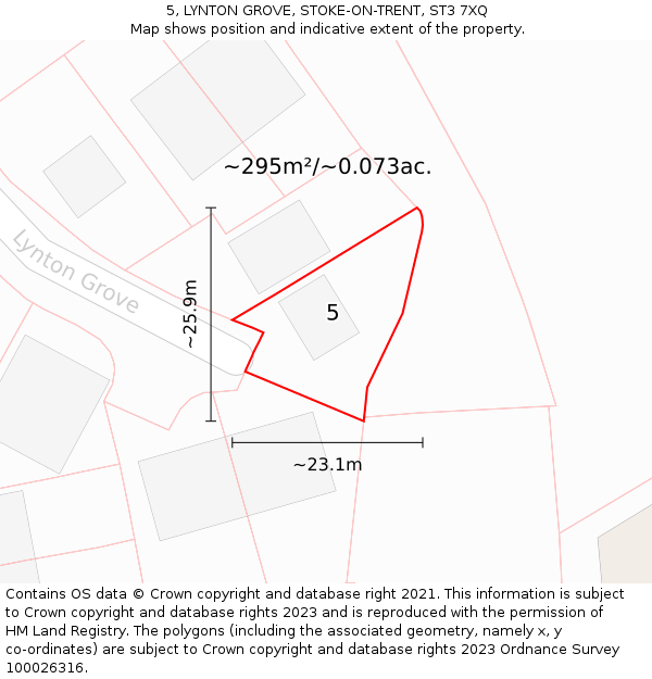 5, LYNTON GROVE, STOKE-ON-TRENT, ST3 7XQ: Plot and title map