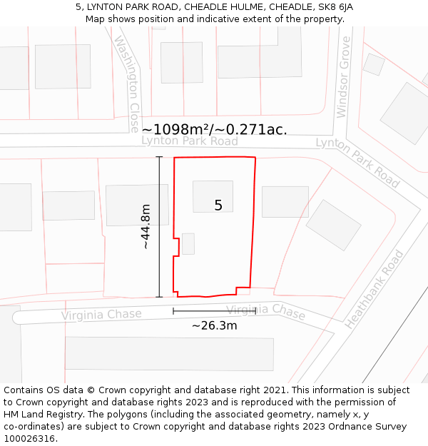 5, LYNTON PARK ROAD, CHEADLE HULME, CHEADLE, SK8 6JA: Plot and title map